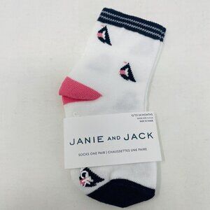 Janie and Jack Baby Boys 12-24 Months Sailboat Print Ankle Crew Socks in White